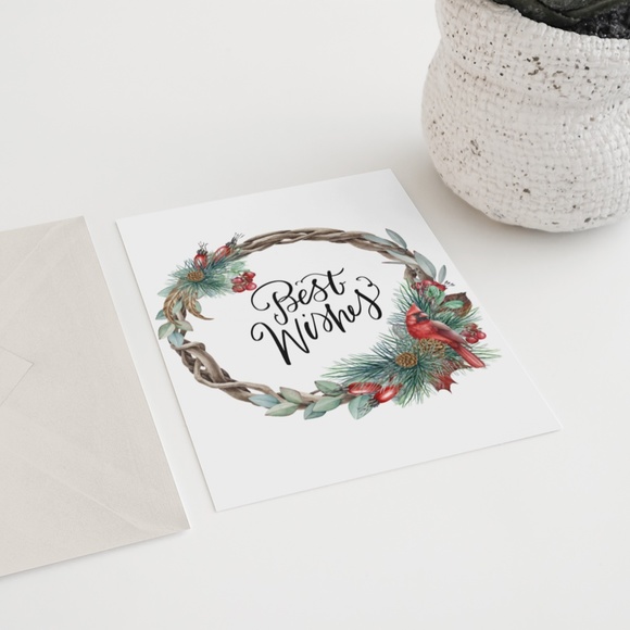 Wall Art Watercolor Christmas Wreath Illustration Print Poster Card Unframed - Picture 6 of 6